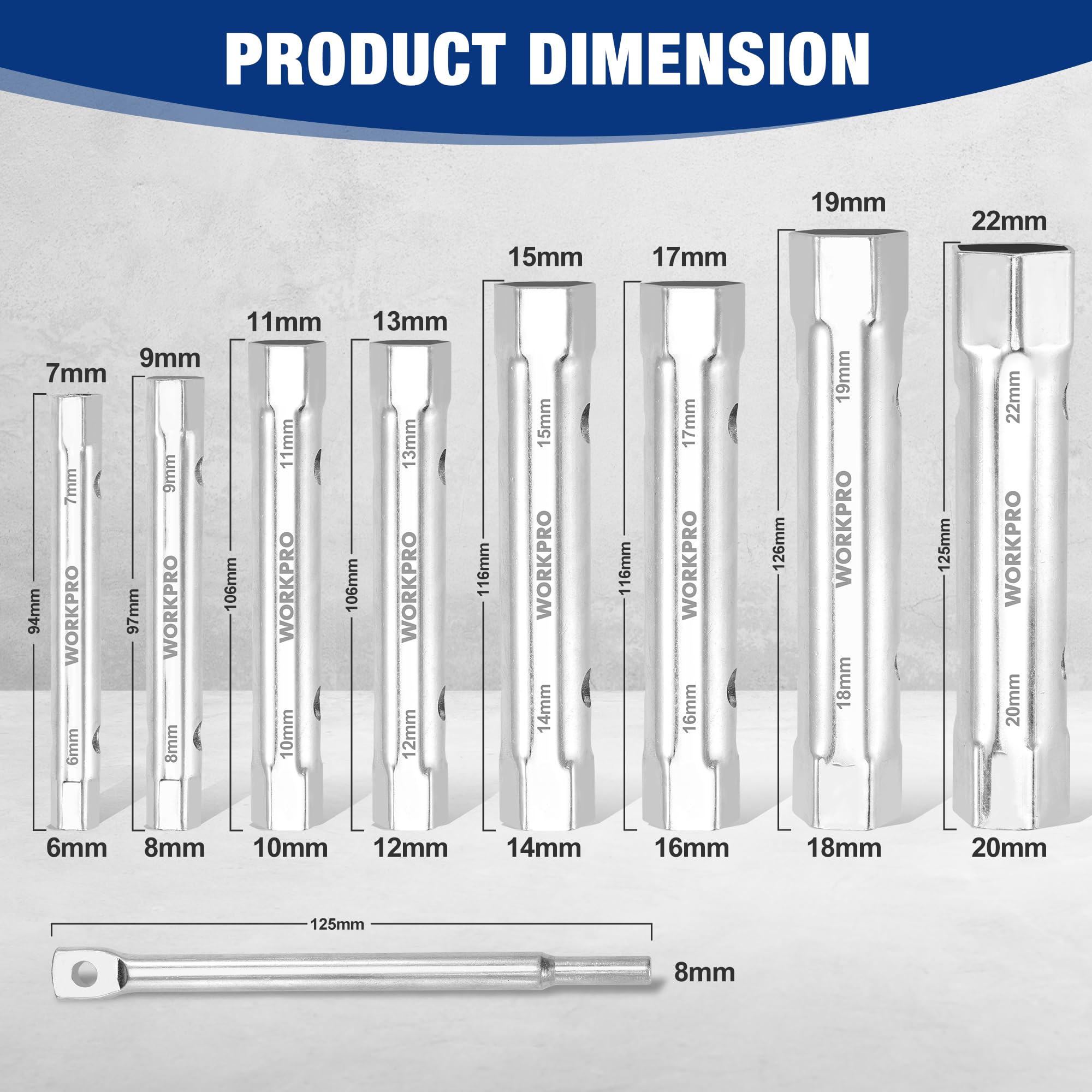 WORKPRO 9-Piece Shower Valve Socket Wrench Set - Image 2