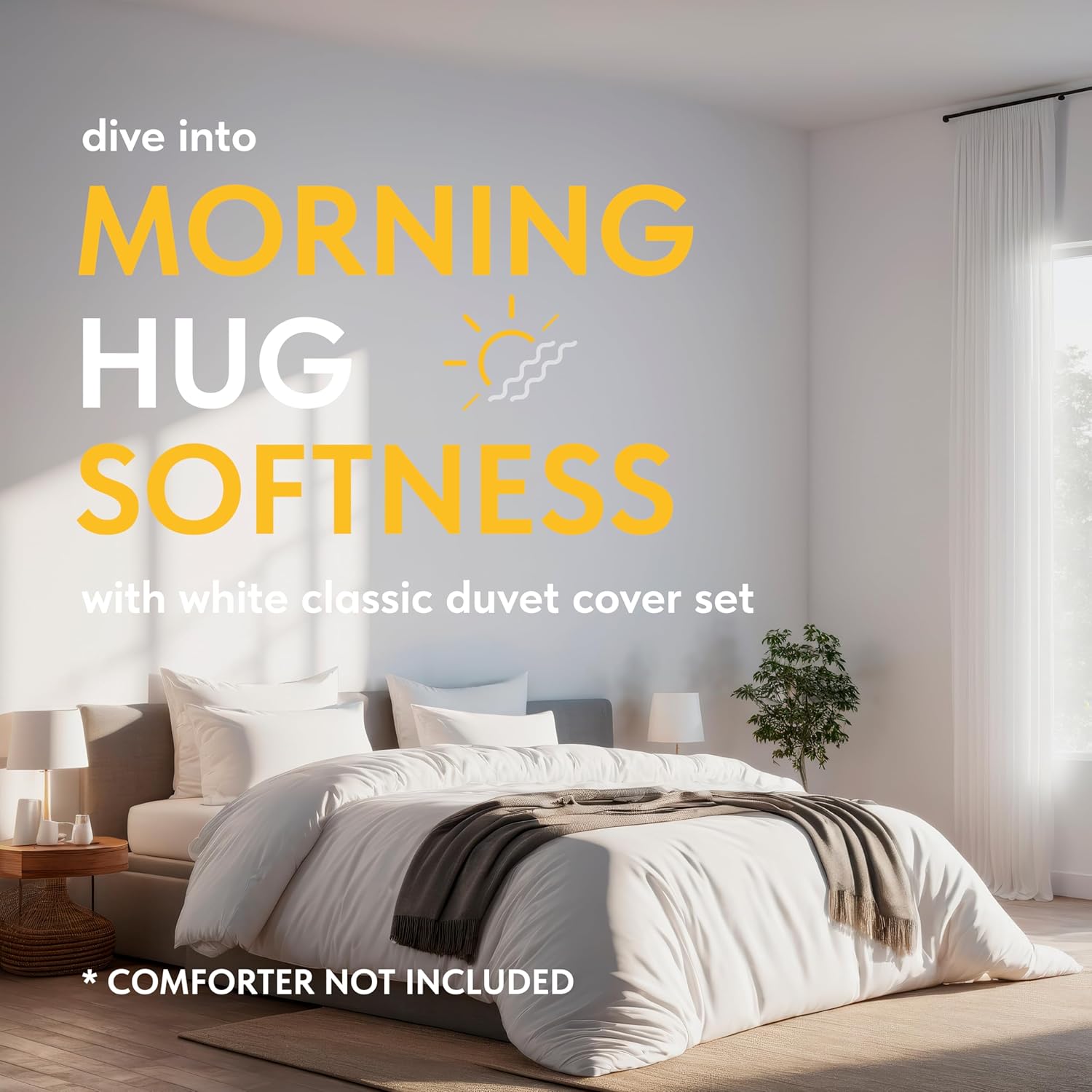 White Classic White Queen Duvet Cover Set, Microfiber Duvet Cover with Zipper, Duvet Cover Set of 1 Down Comforter Cover with 2 Pillow Shams, Luxury Comforter Cover Queen Size | Comforter Not Included