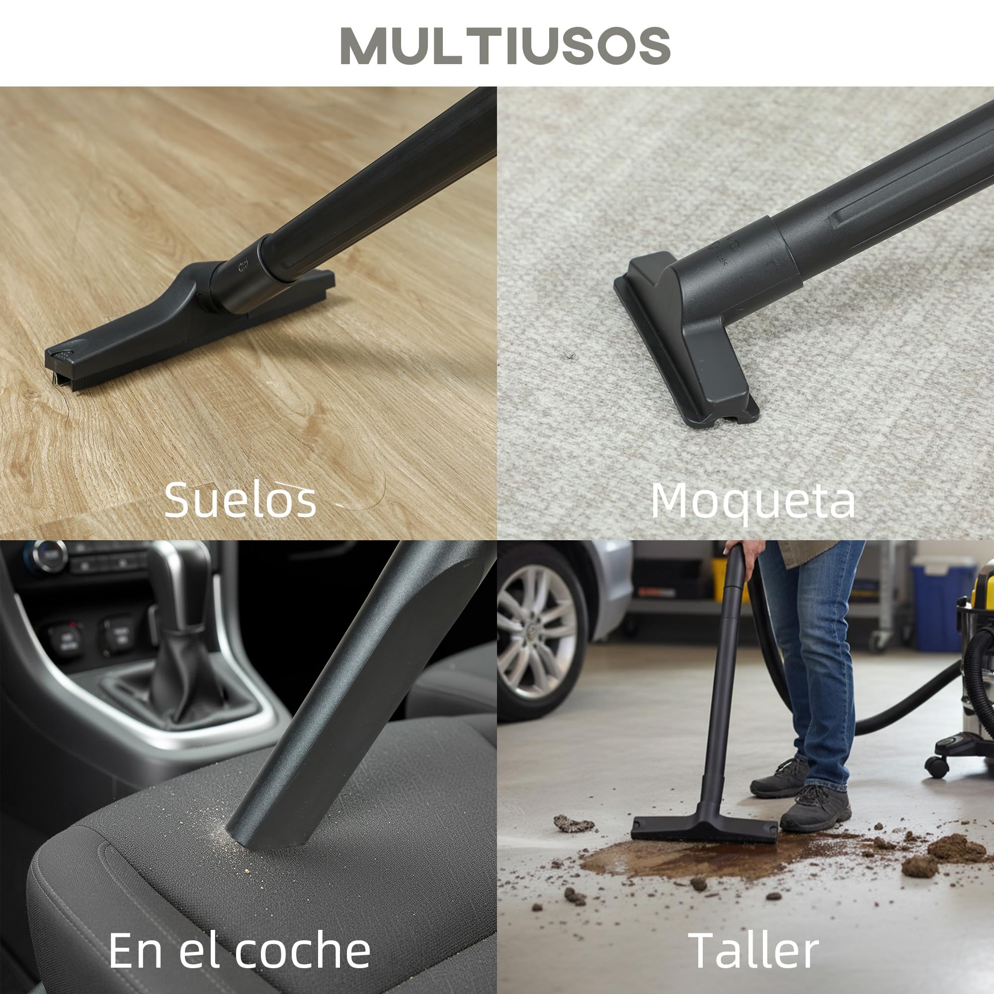 HOMCOM Aspirador en Seco y Húmedo 3 en 1, 1200W, Aspiradora con Función de Soplador, Manguera 2 m, Depósito Inoxidable 20L, Triple Filtro, Boquilla para Suelos y Ranuras, Amarillo