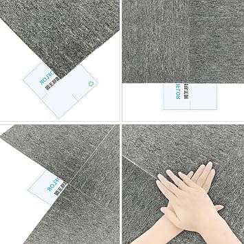 uyoyous 20 Pack Commercial Carpet Tiles, 20 x 20 Inch | with stickers, 53.8 Sq Ft, PVC backed, reusable, light gray, for home office