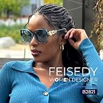 FEISEDY Women Big Polarized Sunglasses Pearl Sparkling Square Oversized Oval Frame Fashion Designer UV Protection B2821