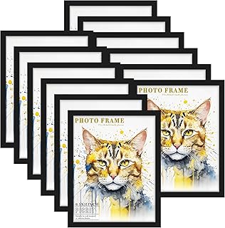 Picrit 8.5x11 Picture Frame Set of 12, Black Wall Gallery Photo Frames w...