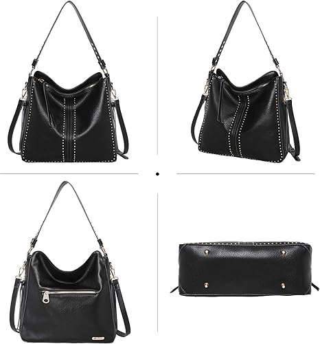 Miniatura 2 de Montana West Bolso Hobo para mujer, bolsos grandes y bolsos de mano con tachuelas y correa cruzada