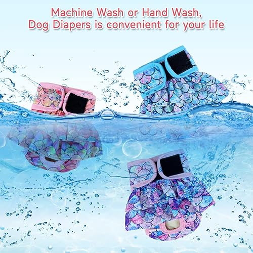Miniatura 6 de Langsprit Pañales para perras (3 unidades), lavables sin fugas, altamente absorbentes para perros en celo, incontinencia, micción excitable o