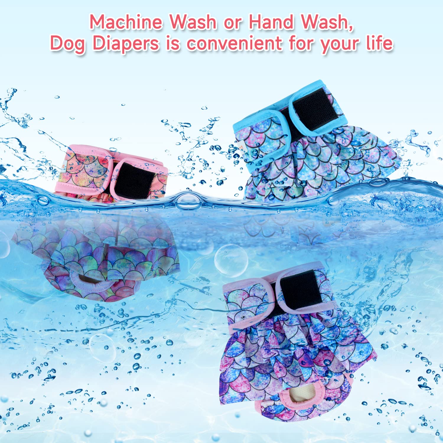 Langsprit Pañales para perros hembras (paquete de 3), pañales lavables sin fugas, pañales altamente absorbentes para perros hembras en calor, incontinencia, micción excitable o período, pañales