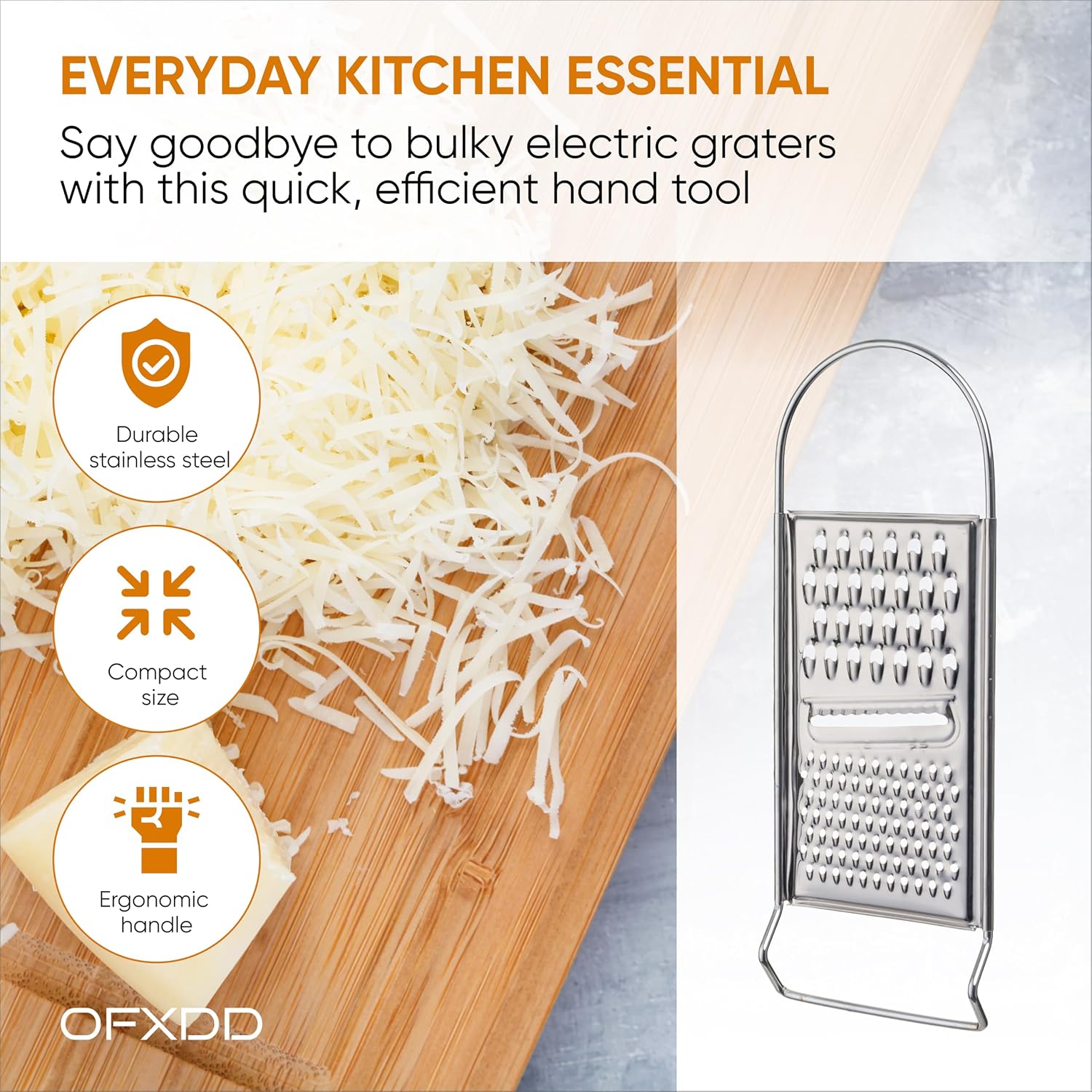Food Grater Metal Cheese Garlic Zester - Ergonomic Flat Vegetable Lemon Ginger Citrus Grater Handheld image 2