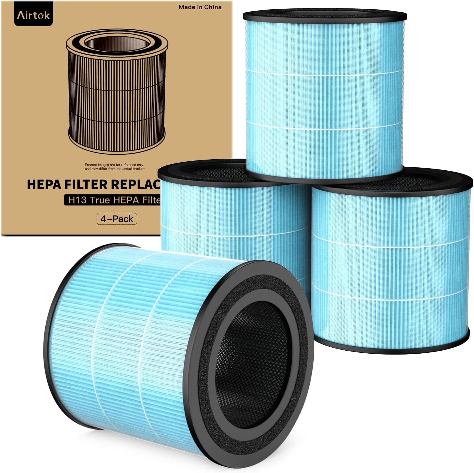 AIRTOK Air Purifier AP0601 Replacement Filters, 4-IN-1 High-efficiency HEPA Filter. (4 Pack）