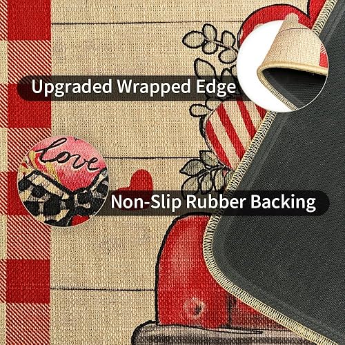 Miniatura 4 de CROWNED BEAUTY Tapete para puerta delantera del día de San Valentín, de 17 x 29 pulgadas, para interiores y exteriores, alfombra de vacaciones a