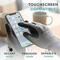 Vista 3 de I9 Essentials 12 pares de guantes de trabajo de microespuma con revestimiento de nitrilo para pantalla táctil, guantes de seguridad de agarre