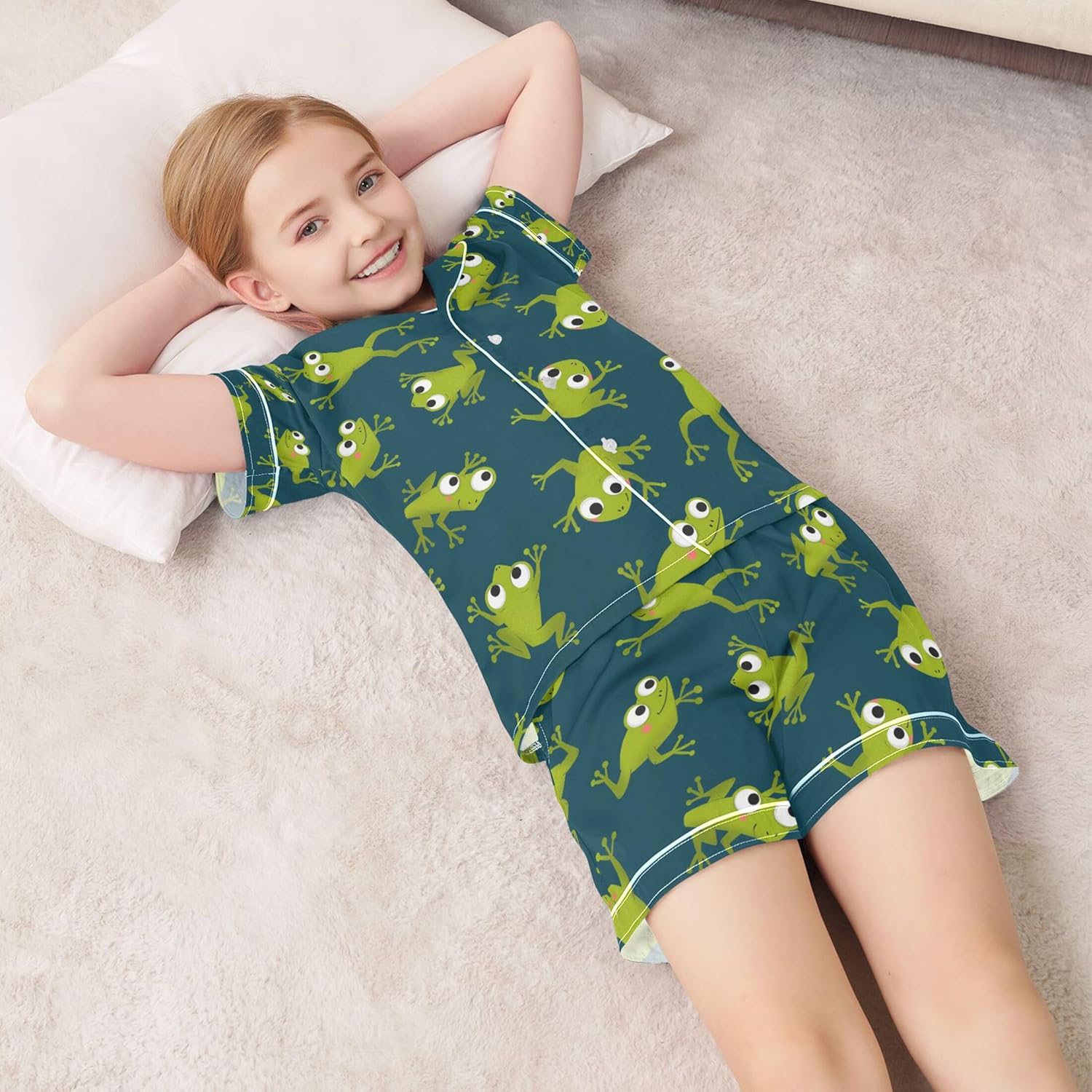 Silk Pajama Sets Short Sleeve Pajamas Soft Sleepwear 2 Piece Pjs Set