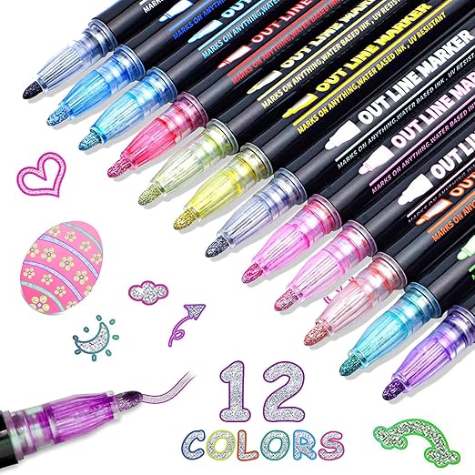 Outline Stifte Marker,Glitzerstifte mädchen,Zauberstifte,Magische