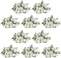 Vista 8 de NUPTIO Centros de mesa de flores grandes para mesas: arreglo de bola de flores artificiales blancas de 17.7 pulgadas de diámetro para centro de mesa