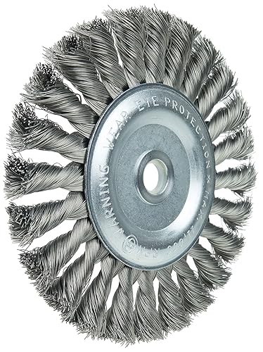 Miniatura 10 de Weiler 36279 - Rueda de alambre Wolverine Knot de 8 pulgadas, giro estándar, relleno de acero de 023 pulgadas, orificio de eje de 58 pulgadas,