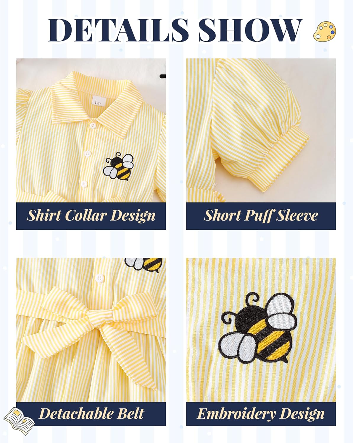 Kucnuzki Girls Summer Spring Dresses Toddler Girl Clothes Short Sleeve Button Up Casual Preppy Sun Dress Summer Outfits - Image 5