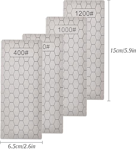 Miniatura 2 de Juego de 4 piedras de afilar de diamante, piedra de afilar con superficie de panal con base antideslizante, afilador de cuchillos de diamante,