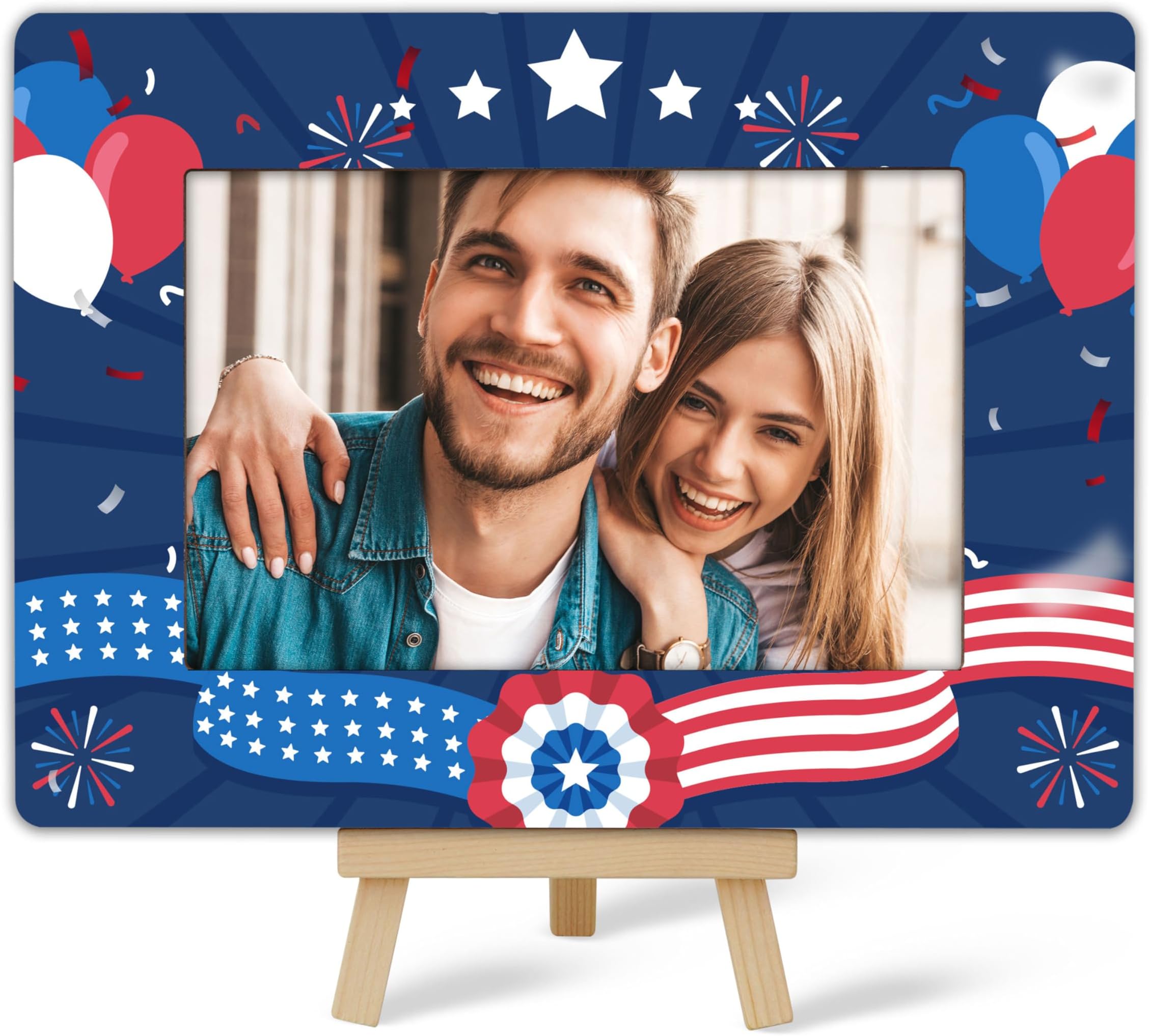 Flag Picture Frame, Americana Frame, 4th Of July Patriotic Picture Frame, American Flag Picture Frame Gifts For Americana Citizenship Friends Colleague, Independence Day Veterans Day Gifts Ideas C(15)