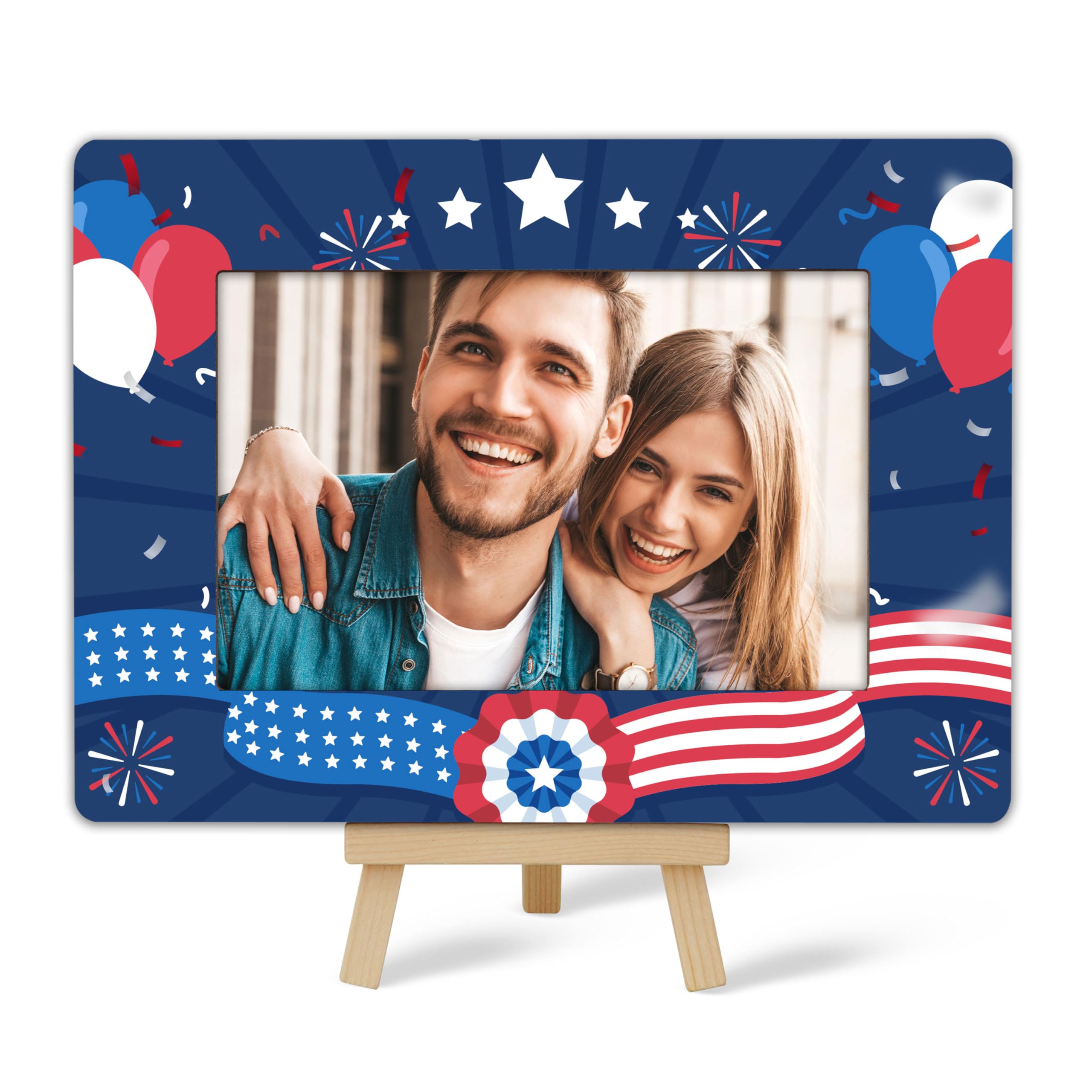 Flag Picture Frame, Americana Frame, 4th Of July Patriotic Picture Frame, American Flag Picture Frame Gifts For Americana Citizenship Friends Colleague, Independence Day Veterans Day Gifts Ideas C(15)