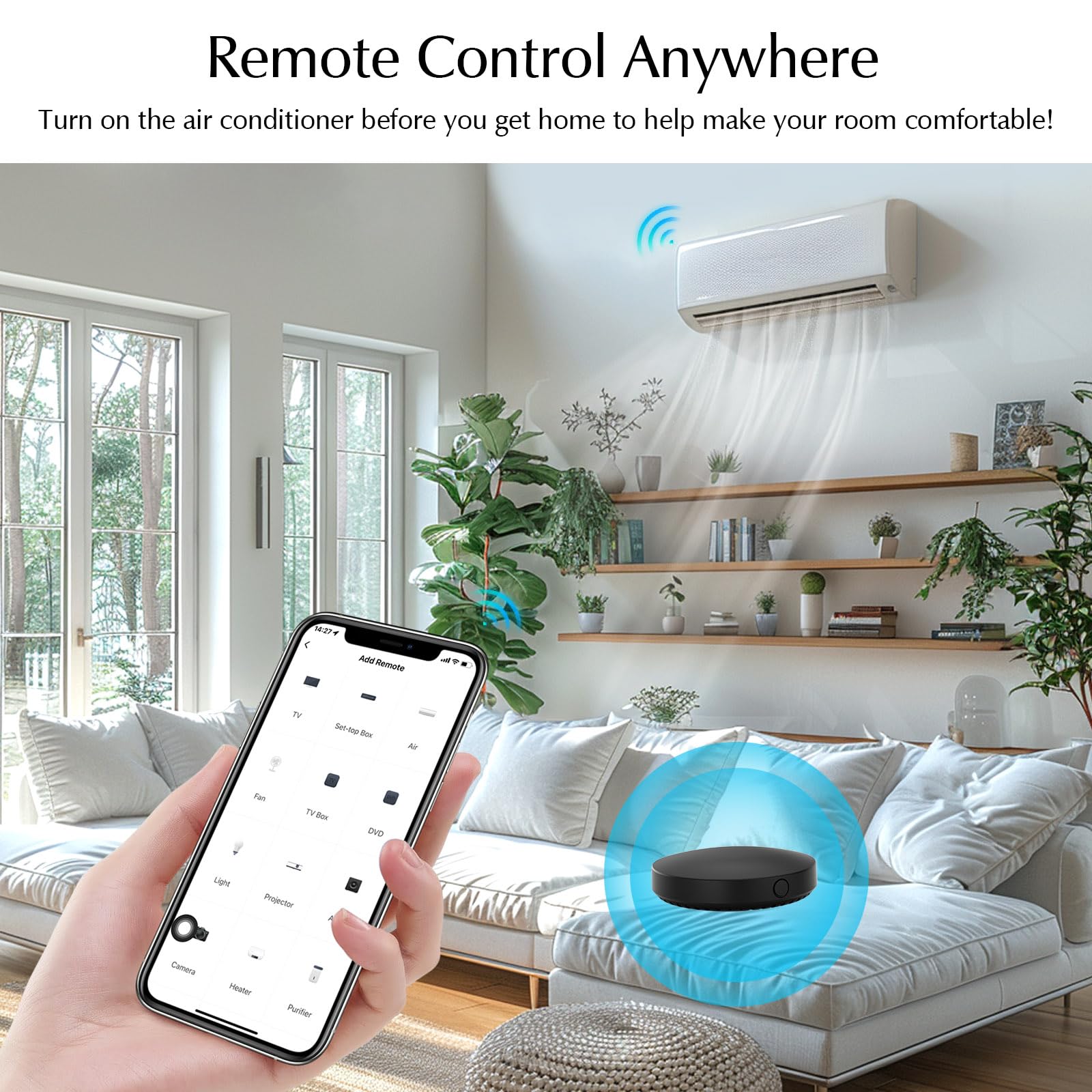 eMylo Control Remoto IR Smart, Smart Home Automation, Tuya Smart inalámbrico WiFi Control IR Universal Hub Compatible con Alexa