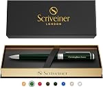 Scriveiner Stylo à bille Chrome argent - Magnifique stylo de luxe, véritable plaqué or, Schmidt Black Recharge, Meilleur ensemble de cadeau stylo à bille pour les hommes & Femmes, Bureau Exécutif Professionnel, Stylos Designer Nice
