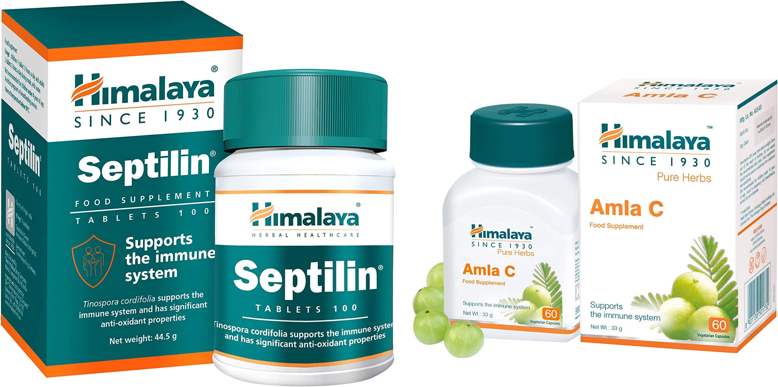 Himalaya Septilin Tablets 60 Tablets & Wellness Pure Herbs Amalaki Immunity Wellness Promotes Health 60 Tablets