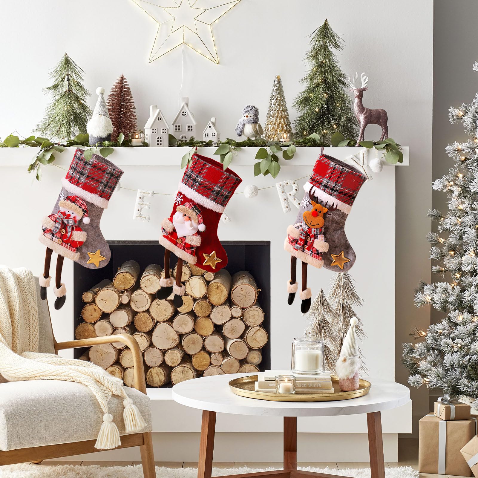 Weihnachtsstrumpf Set 4 Stück - Nikolaus Socken Für Geschenke & Deko 23x16cm