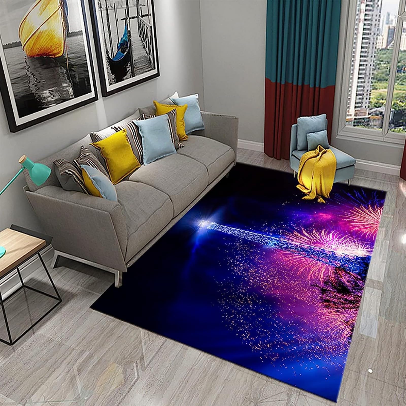 Tapis de sol 180 x 280 cm anti-tache en flanelle douce pour couloir et salle à manger