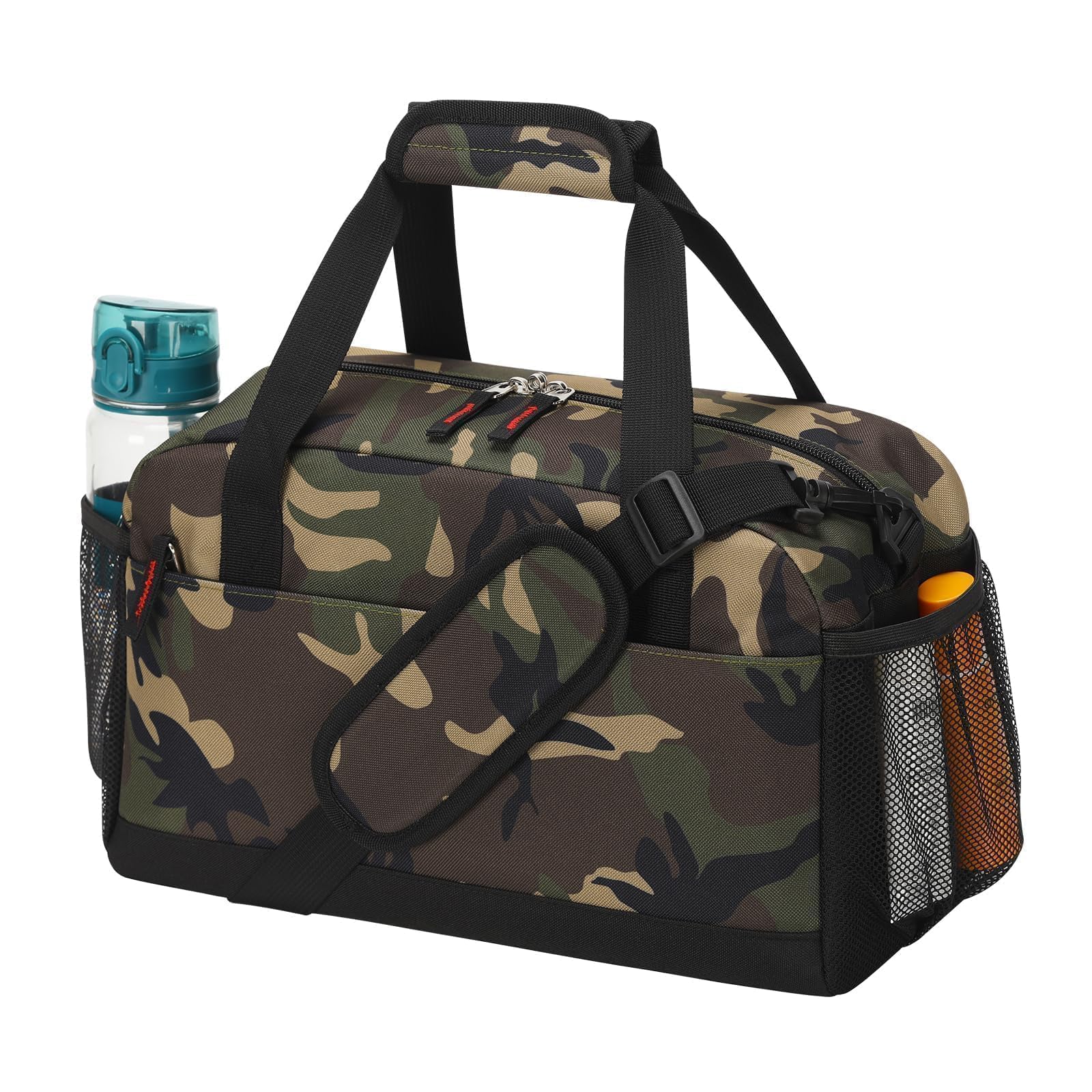LONALIA Small Gym Bag with Wet Pocket - 14 inch Carry on Mini Duffle Bag Multi Pockets for Weekend Overnight Travel - Camouflage