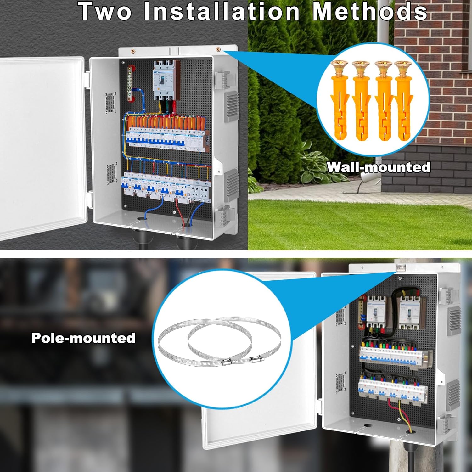Outdoor Electrical Junction Box, Ventilation and Heat Dissipation ABS Plastic Project Enclosure with Internal Mounting Panel 18.1"x 12.6"x 6.3"