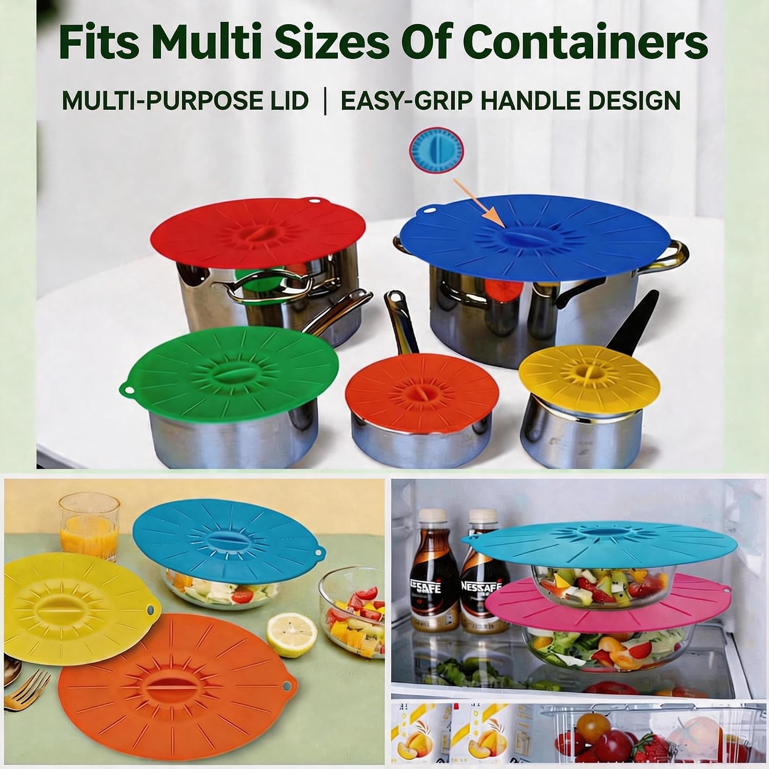 Silicone Suction Seal Covers for Cups Bowls Plates Pots Pans,5 PK image 5
