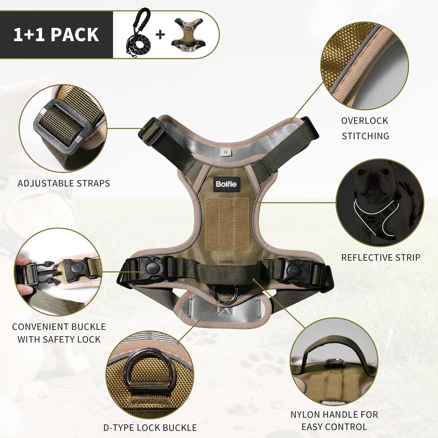 Tactical Dog Harness for Large Dogs,No Pull Military Dog Vest with Handle,Reflective Heavy Duty Pet Harness for Walking Hiking Training L