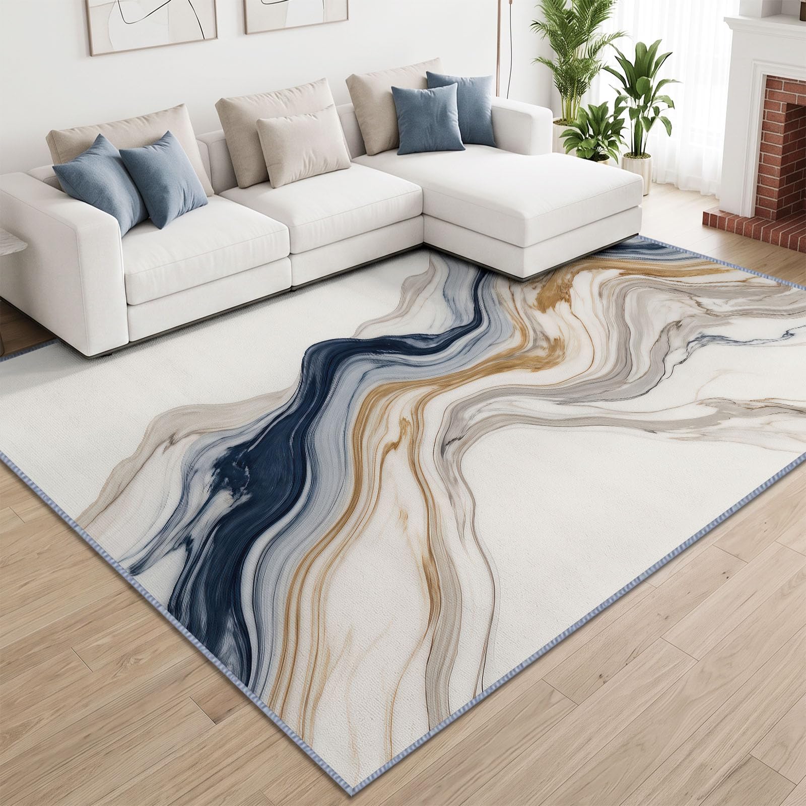 Dywan 80 x 150 cm marmur wzór przepływowy góry, flanelowy dywan
