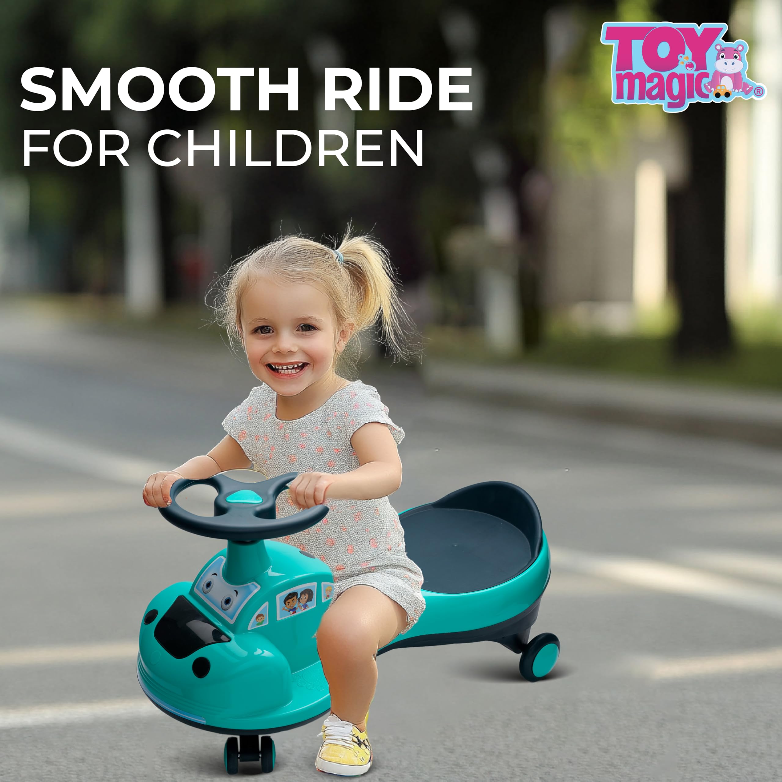 ToyMagic Rideon Swing Car - Non Electric|Safe, Sturdy & Fun Ride-on Toy for Kids| Perfect for Indoor & Outdoor Adventures | Promotes Active Play|Weight Capacity Upto 75kg,Multicolor 3