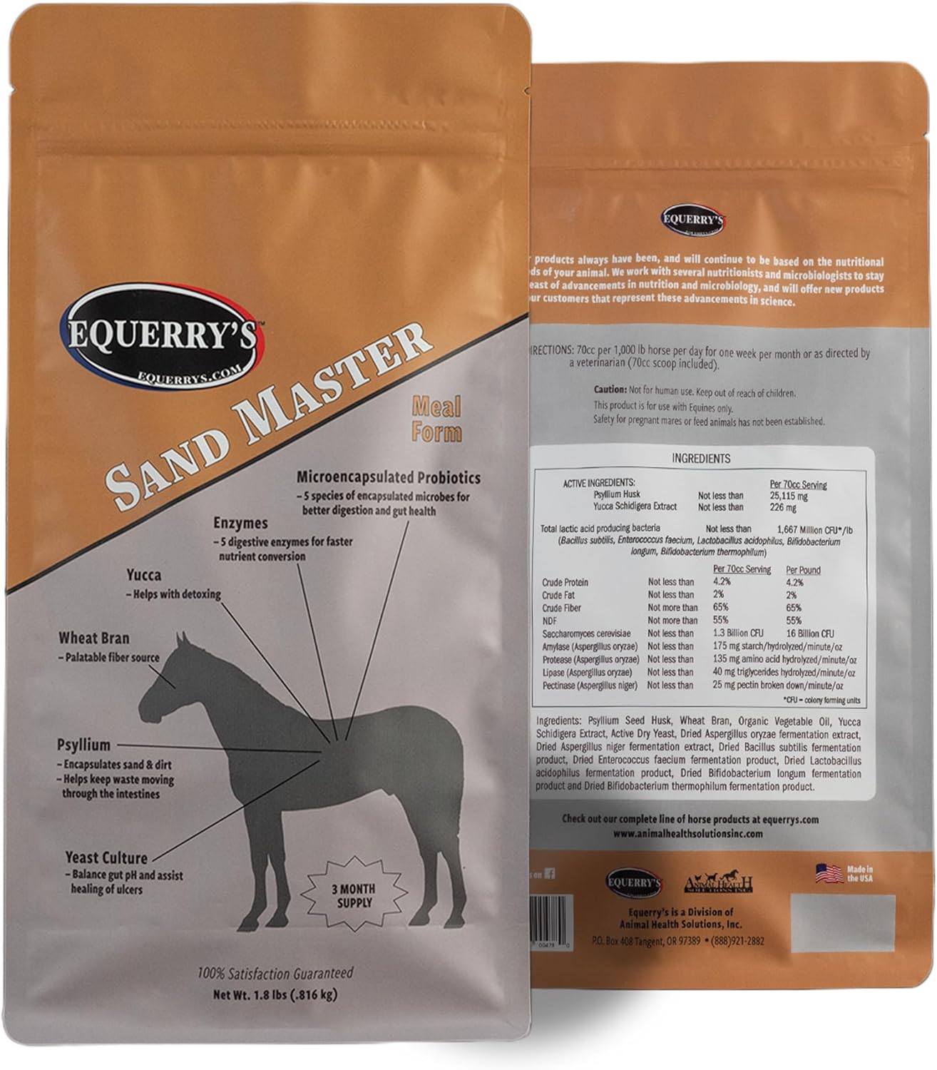 Equerry's Sand Master Horse Supplement - Supports Sand Removal & Overall Digestive Health for Horses | Fecal Clearance for Horses | Psyllium | Appetite Stimulation - 1.8 lbs