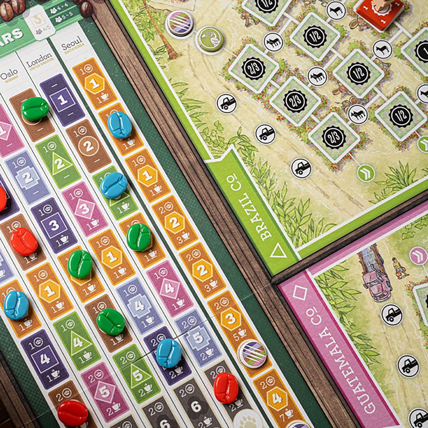 Capstone Games Coffee Traders Board Game for 3-5 Players - Economic Strategy and Trading Focused Euro Style Gameplay with Market Competition and Resource Management Depth | 120 Min Playtime | Ages 12+