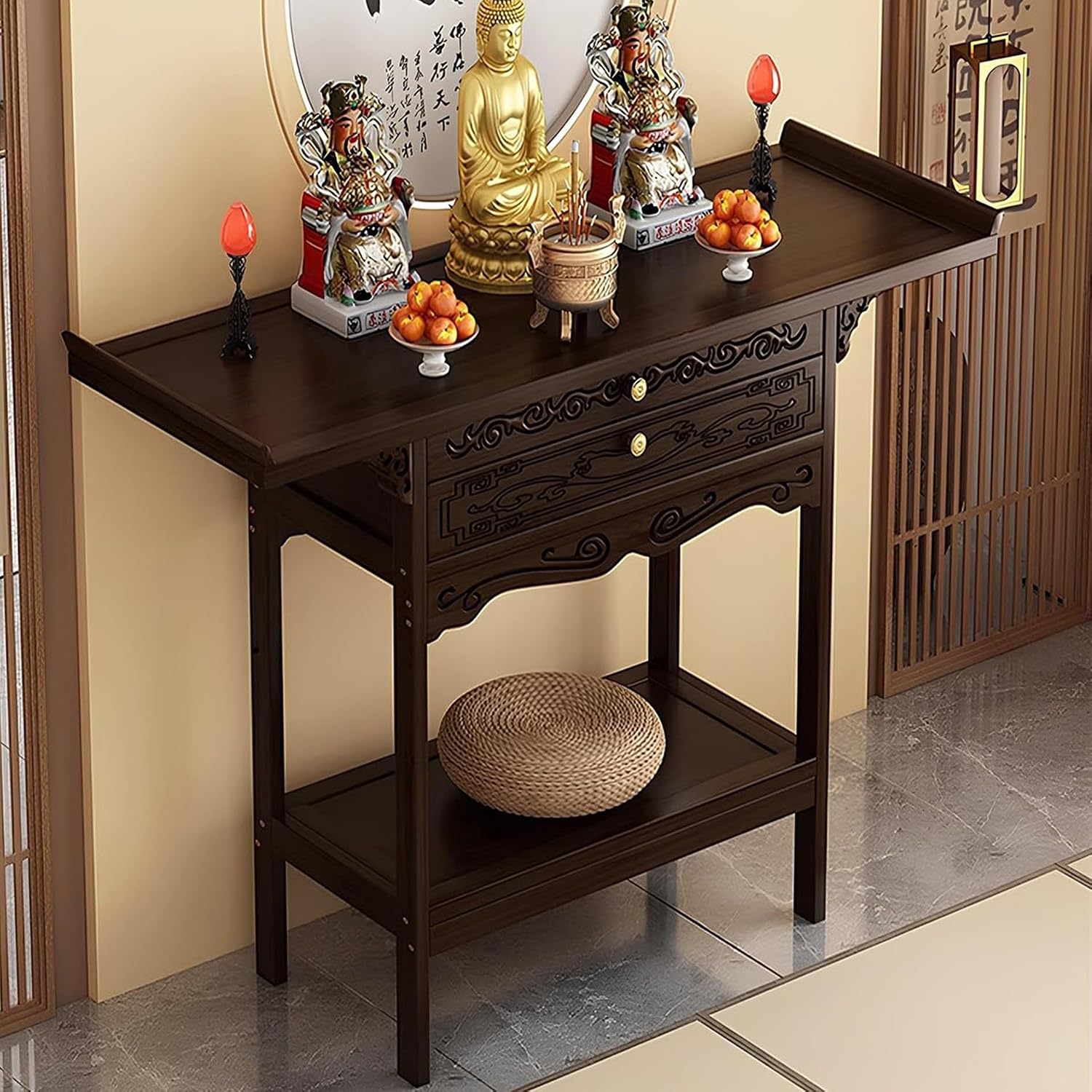 Amazon.com: Altar Table,Meditation Table with Storage,Floor Puja Tables ...