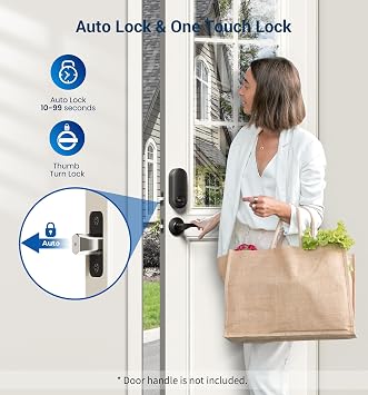 Veise RZ-A Electronic Keypad Deadbolt Door Lock, Matte Black