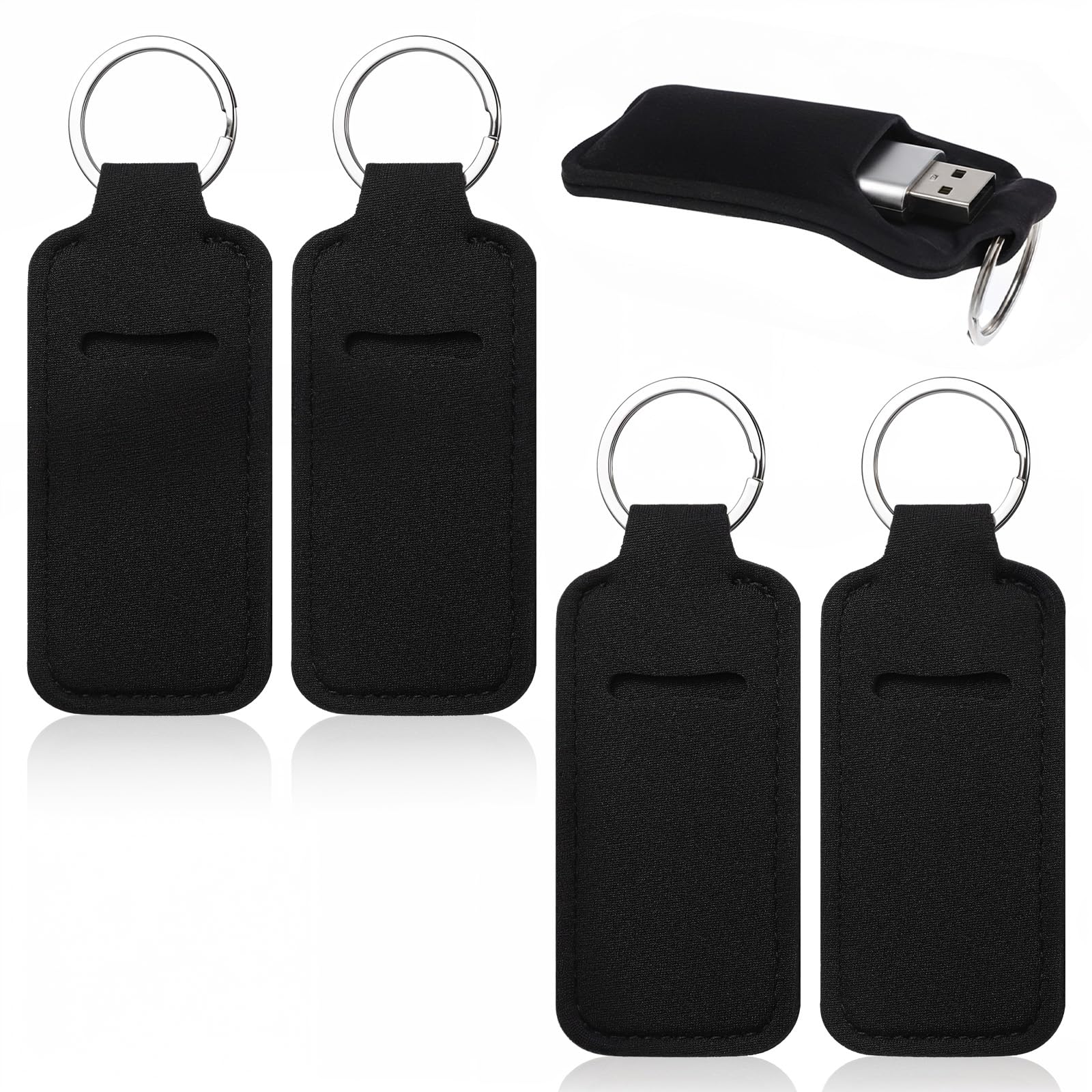USB Flash Drive Case, 4PCS Anti Lost Thumb Flash Drive Holder with Keychain, Small Portable Leather USB Storage Case Travel Protective Cover Carrying Cases for Usbs Flashs Drives Easy Storage-image-19