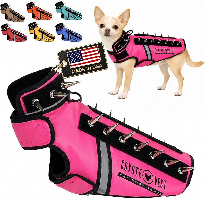 Peitoral Vest SpikeVest para Cães CoyoteVest com Espinhos Removíveis XXS Neon Pink