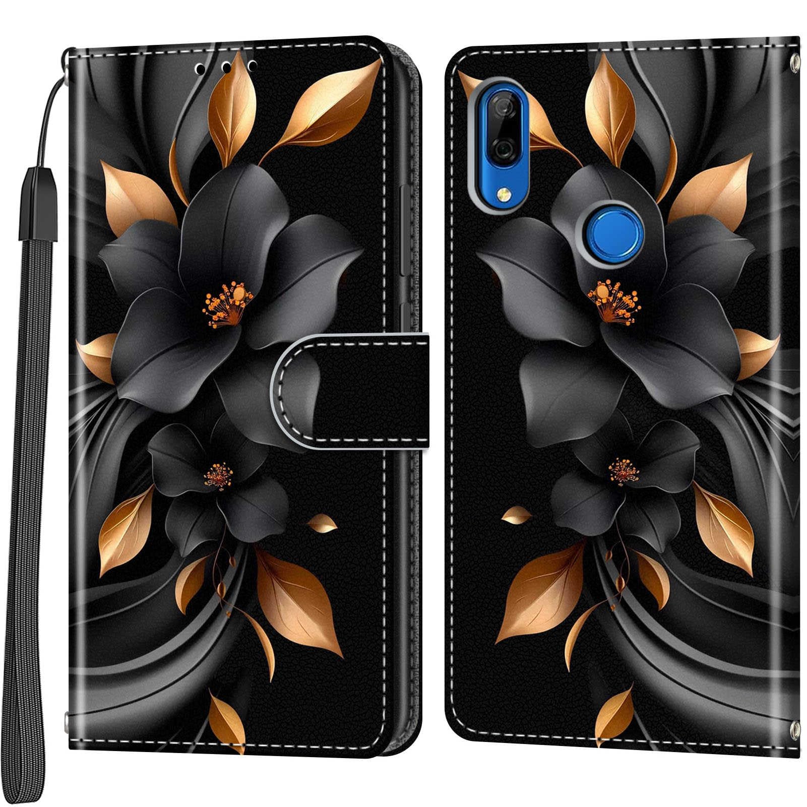 YayiTop Cover per Huawei Y9 2019, Portafoglio in Pelle Premium Flip Cover con Slot per Schede Chiusura Magnetica Cavalletto, Custodia per Huawei Y9 2019.Oro