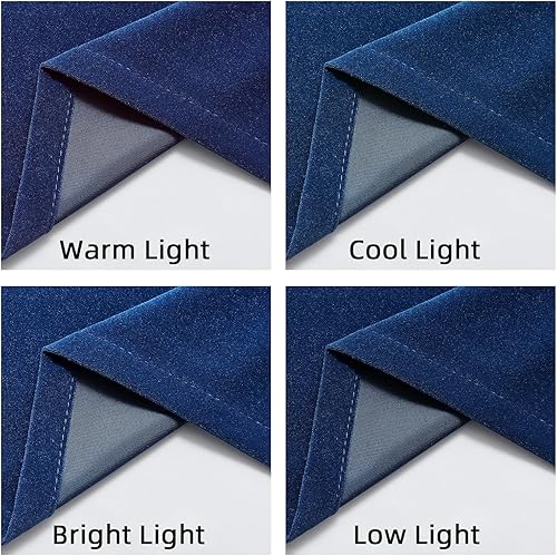 Miniatura 6 de Joydeco Cortinas de terciopelo azul de 108 pulgadas de largo, juego de 2 paneles de arpillera, cortinas opacas de lujo con bolsillo para barra,