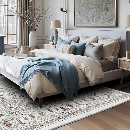 Miniatura 7 de Brevonox Alfombras de área para sala de estar, alfombras de 5 x 7 pies, alfombra para dormitorio, alfombra lavable a máquina, alfombra de comedor,