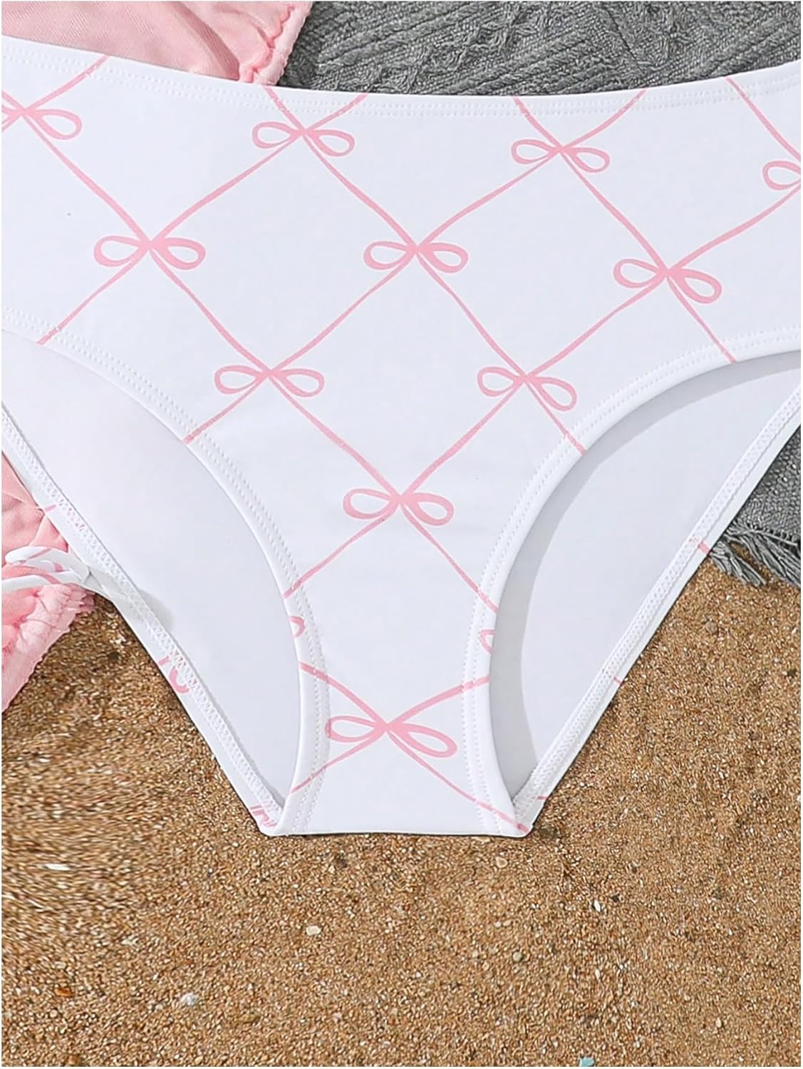 Verdusa Girl's 3 Piece Cute Swimsuit Bow Bikini Set Halter Triangle High Waisted Bathing Suit with Cover Up - Image 5