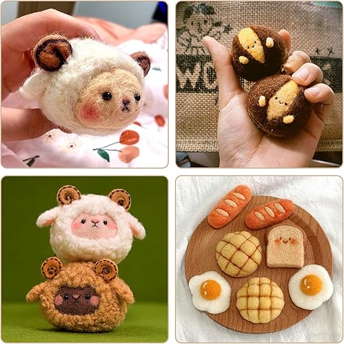 Miniatura 6 de 72 piezas de lana de fieltro de aguja de 7.6 onzas, 24 colores, lana natural, para principiantes, suministros de fieltro giratorio a mano, 0.11