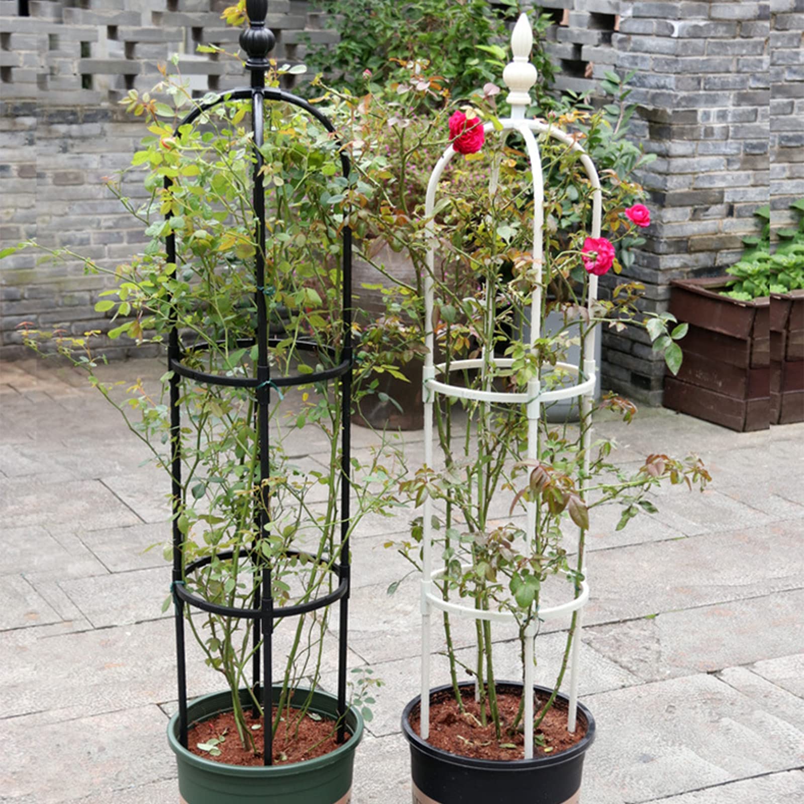 2,1 m Garten-Rankgitter für Kletterpflanzen, rostfreies Metall, Obeliskenturm, Topfpflanzenstütze für Blumen, Tomaten, Cas, kunststoffbeschichtet, Outdoor-Dekor