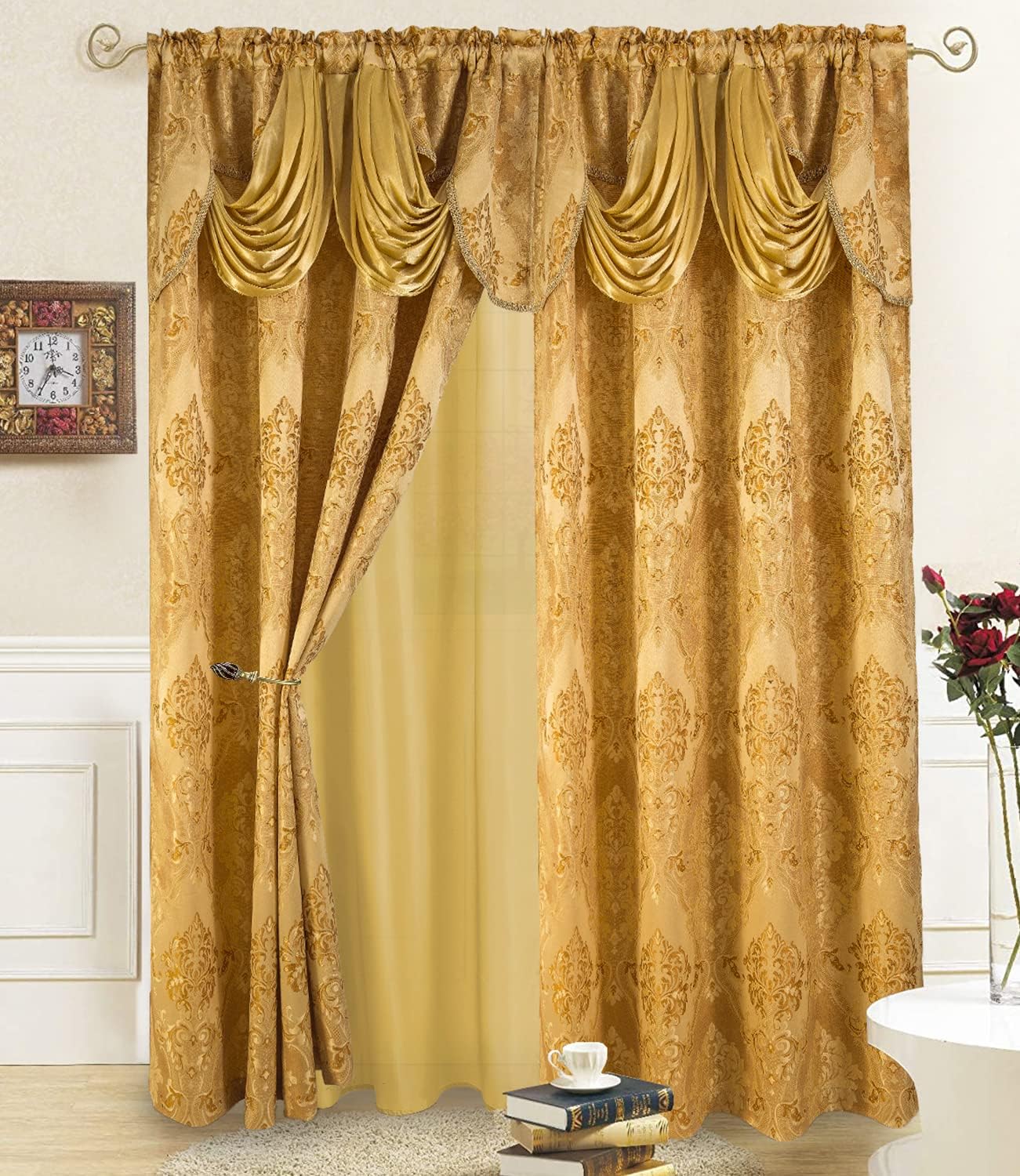 Amazon.com: Luxurious Jacquard Window Curtains 2 Panel Set with ...
