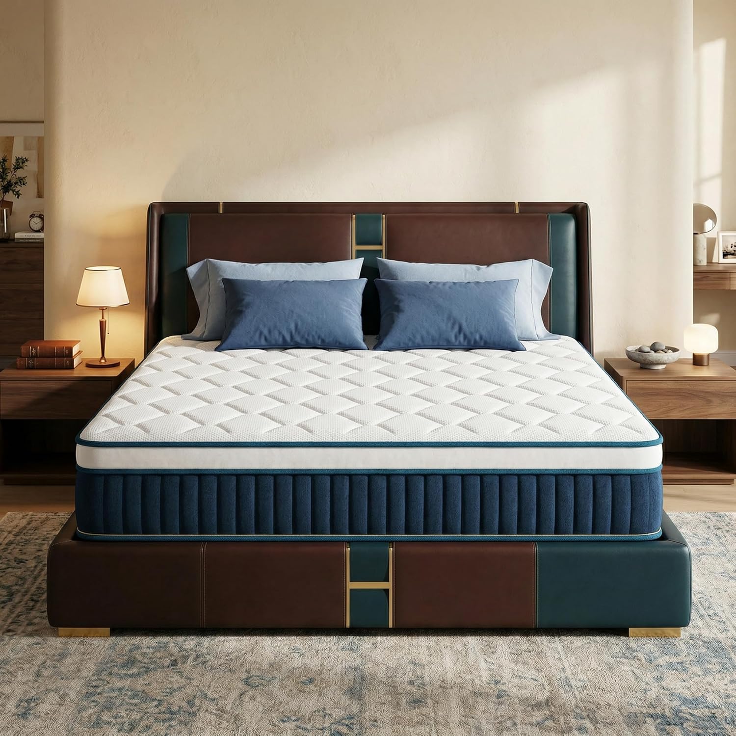 King Size Mattress 14 Inch - Hybrid Mattress, Memory Foam Mattress in a Box - Cool Sleep & Pressure Relief - CertiPUR-US Certified