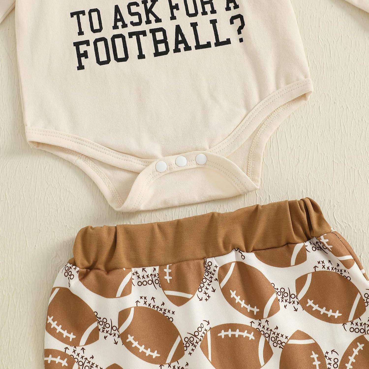 Newborn Baby Boy Football Outfit Long Sleeve Romper Rugby Print Pants Set Hat 3Pcs Fall Winter Clothes