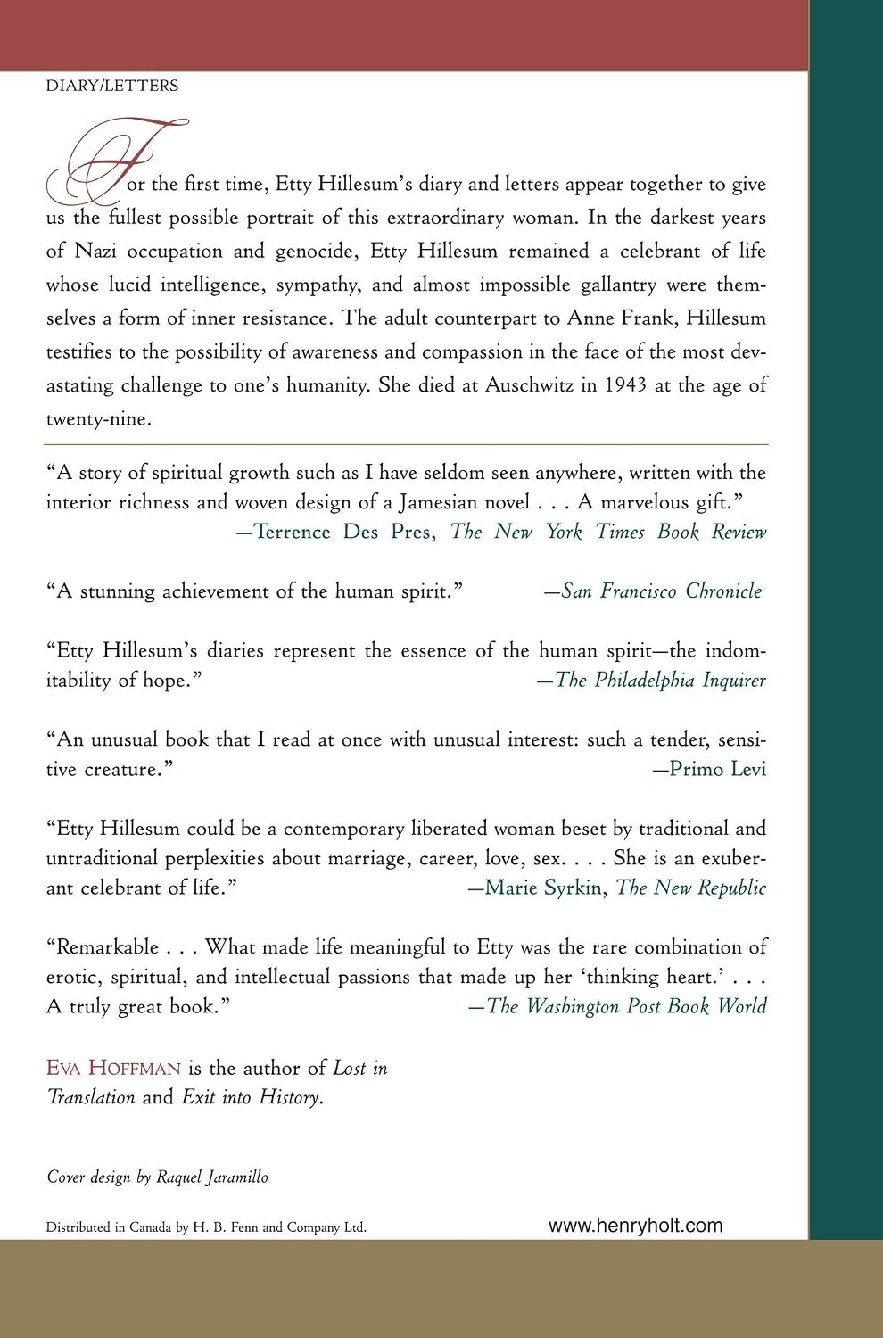Etty Hillesum: An Interrupted Life the Diaries, 1941-1943 and Letters from Westerbork