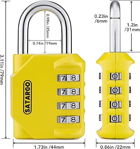 Miniatura 4 de Candado de combinación de 4 dígitos para vestuario, resistente a cortes, candado de gimnasio con código, combo pequeño para interiores y exteriores