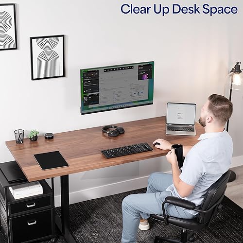 Miniatura 5 de VIVO Soporte de pared para monitor único con brazo neumático ajustable en altura, articulación de movimiento completo, se adapta a pantalla de 17 a